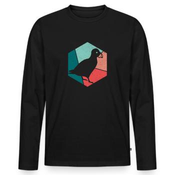 Papageitaucher Puffin Papageientaucher Vintage - T-shirt manches longues Premium bio Homme - noir - Devant - Nico (187cm)