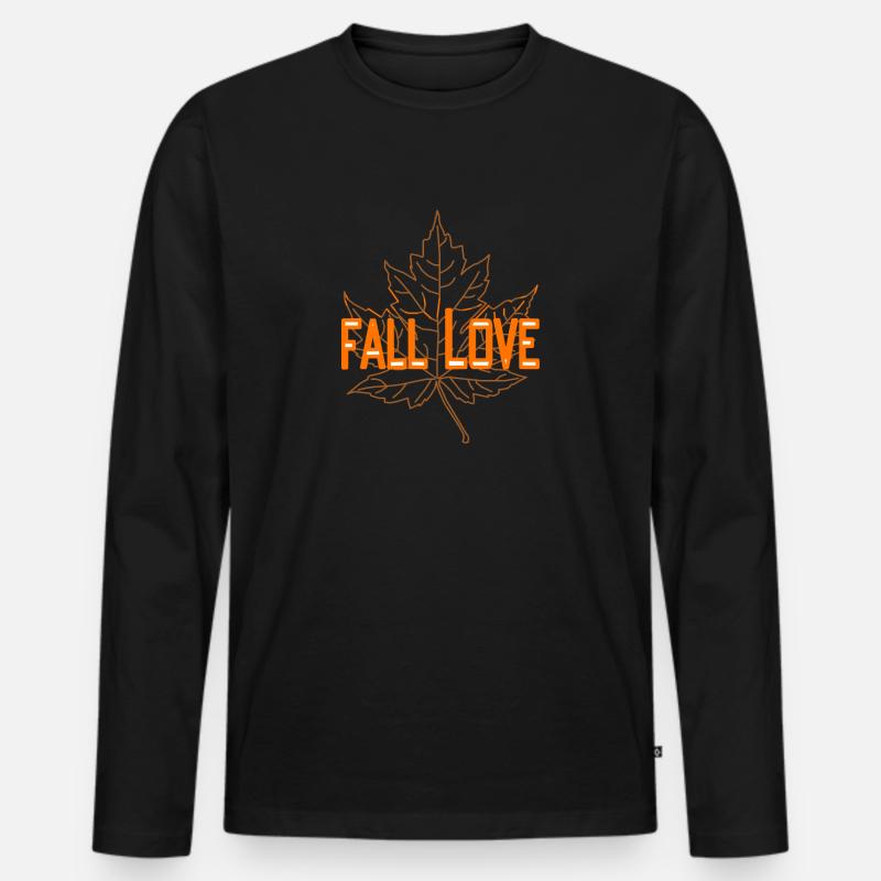 fall love Herbst orange - Männer Premium Bio Langarmshirt - Schwarz