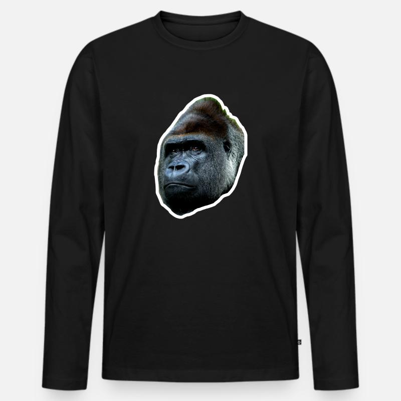 Gorilla cool simple - Männer Premium Bio Langarmshirt - Schwarz