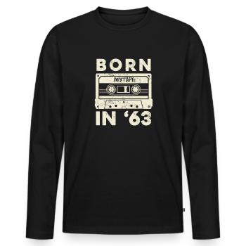 1963 Vintage Birthday Gift Idea Mixtape - T-shirt manches longues Premium bio Homme - noir - Devant - Nico (187cm)