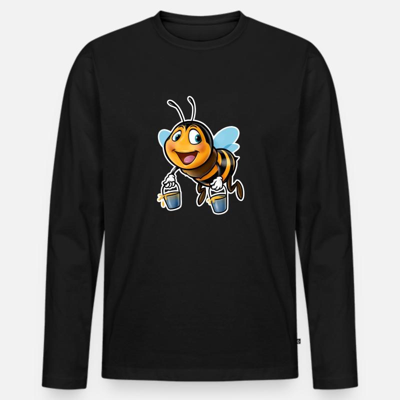 BIENEN-COOL - Männer Premium Bio Langarmshirt - Schwarz