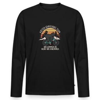 Cat Gravelbike Team Bike Bike Lazy Funny - T-shirt manches longues Premium bio Homme - noir - Devant - Nico (187cm)