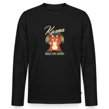 Karma Regelt Das Schon - Yoga Spruch Humor Namaste - Männer Premium Bio Langarmshirt - Schwarz - Vorne - Nico (187cm)
