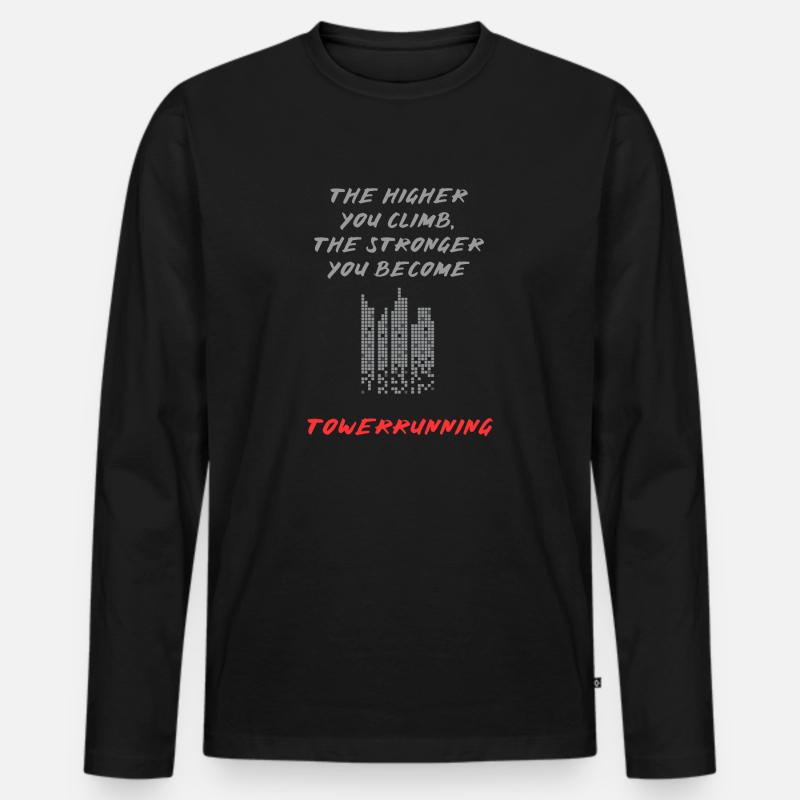 Towerrunning, Treppensteigen Elite Workout - Männer Premium Bio Langarmshirt - Schwarz