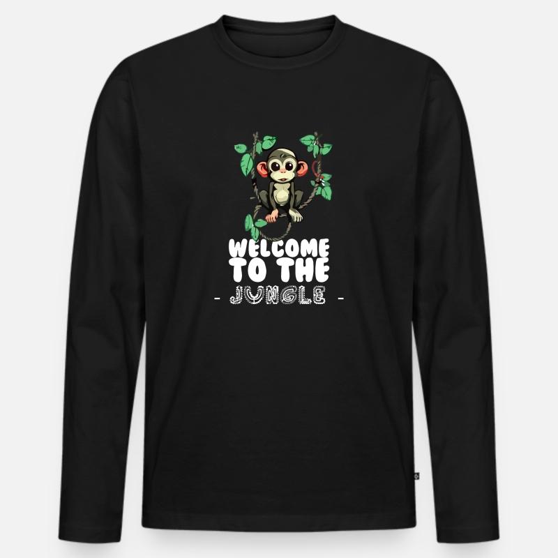 Willkommen im Dschungel - Männer Premium Bio Langarmshirt - Schwarz