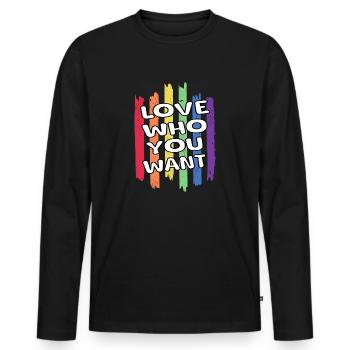 love who you want - Männer Premium Bio Langarmshirt - Schwarz - Vorne - Nico (187cm)