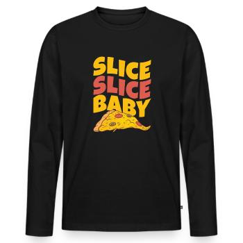 Slice Slice Baby Pizza - Men's Premium Organic Long Sleeve Shirt - black - Front - Nico (187cm)