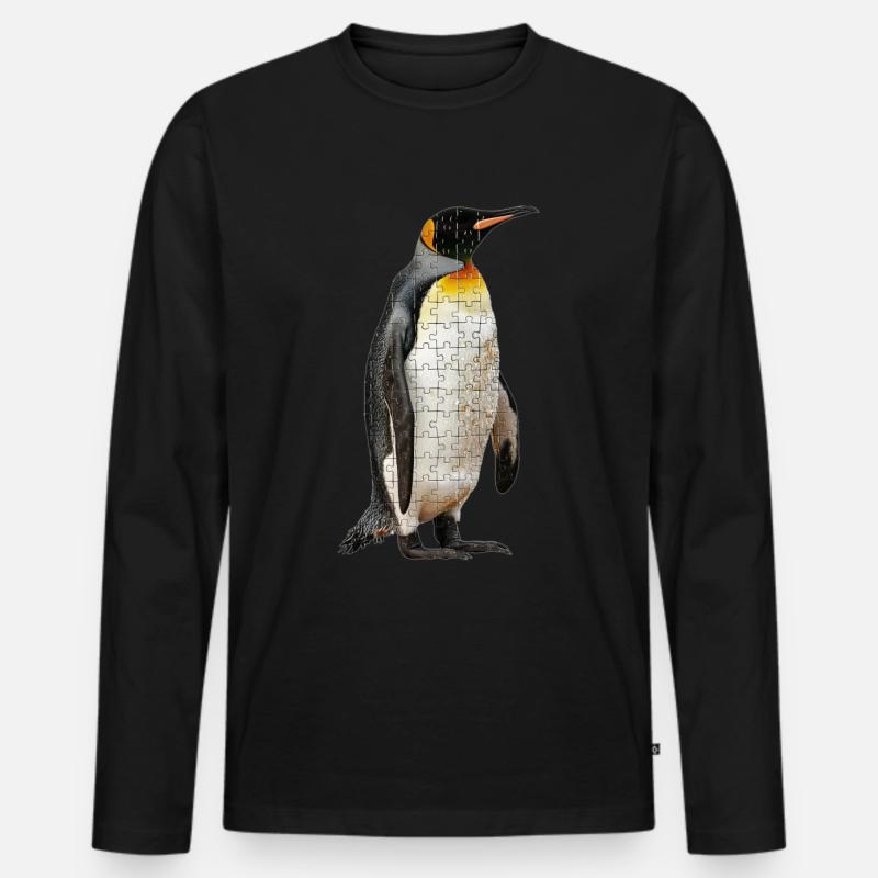 Pinguin - Männer Premium Bio Langarmshirt - Schwarz
