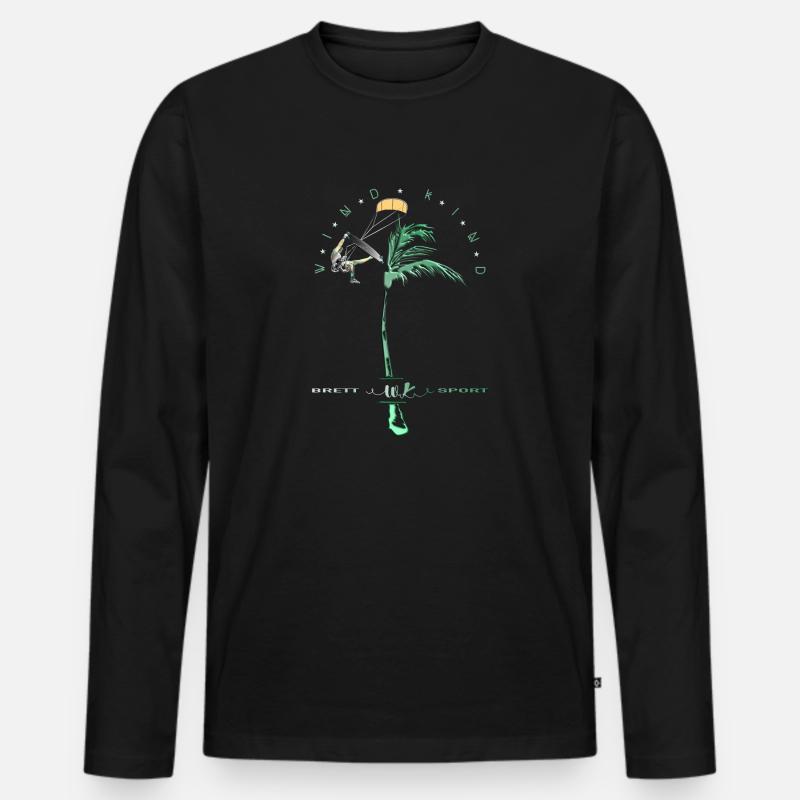 Windkind Surfers - Männer Premium Bio Langarmshirt - Schwarz