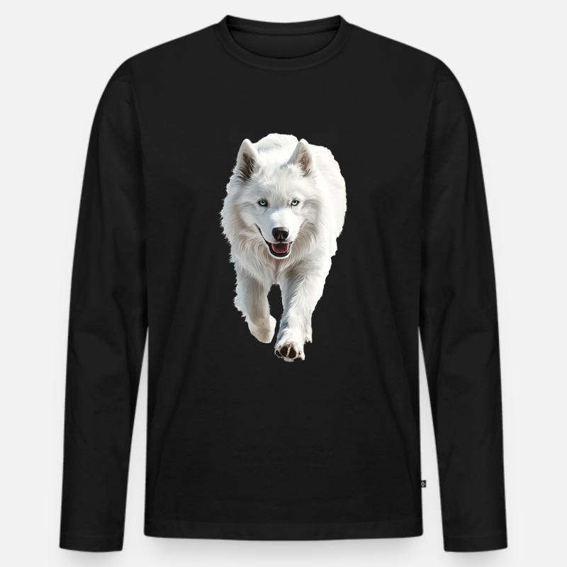 Samojede - Männer Premium Bio Langarmshirt - Schwarz