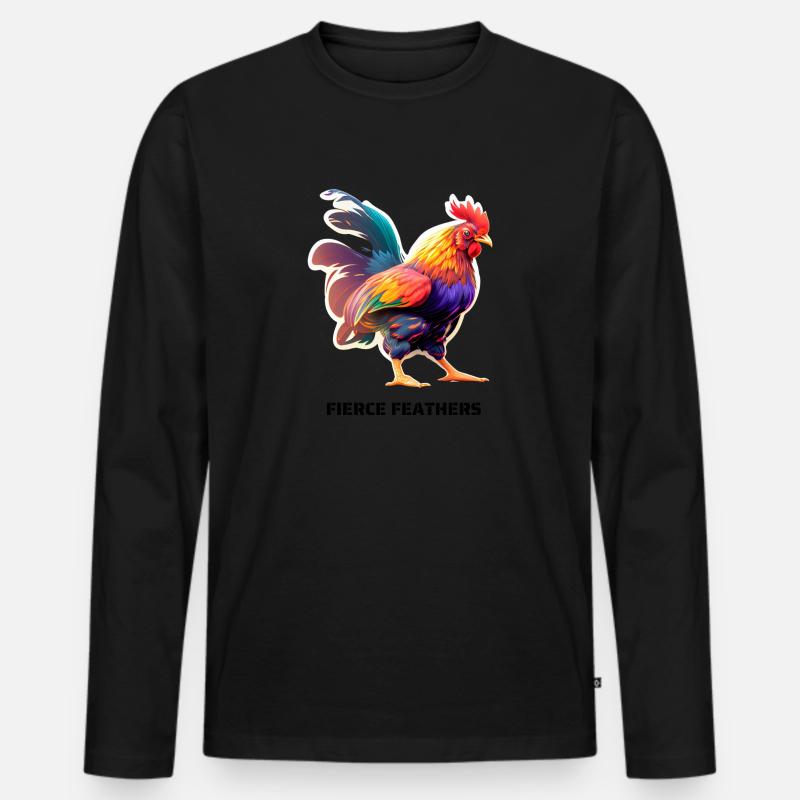 FIERCE FEATHERS - Männer Premium Bio Langarmshirt - Schwarz
