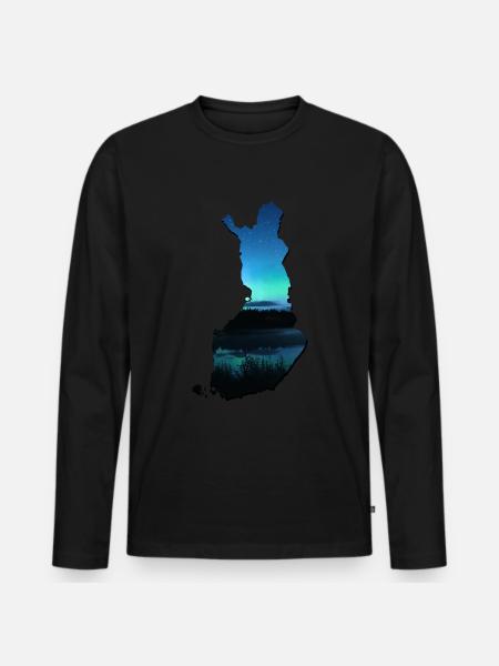 Blue Finland Carte - T-shirt manches longues Premium bio Homme - noir