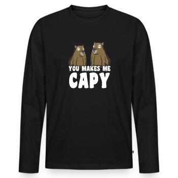 You makes me Capy Capybara saying - Men's Premium Organic Long Sleeve Shirt - black - Front - Nico (187cm)