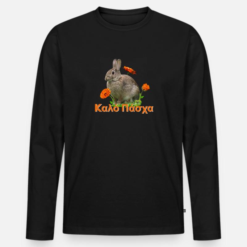 καλό Πάσχα Frohe Ostern - Männer Premium Bio Langarmshirt - Schwarz