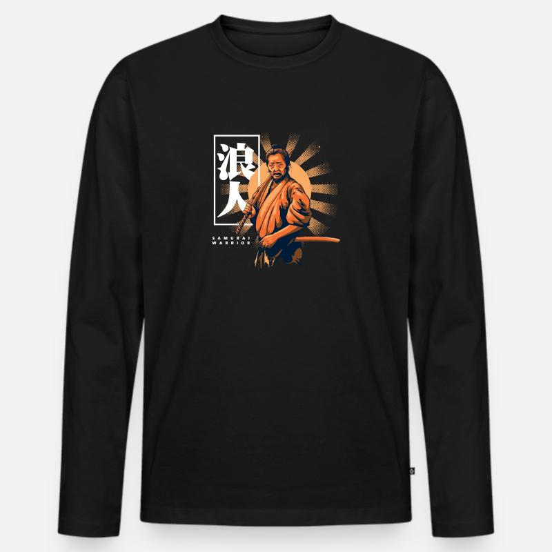 Samurai Warrior - Männer Premium Bio Langarmshirt - Schwarz