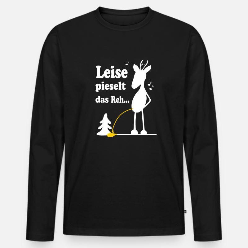 Weihnachtslied Schnee Reh - Männer Premium Bio Langarmshirt - Schwarz