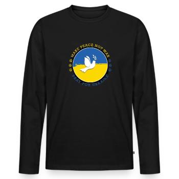 Ukraine Frieden Taube Flagge Kein Krieg - Männer Premium Bio Langarmshirt - Schwarz - Vorne - Nico (187cm)