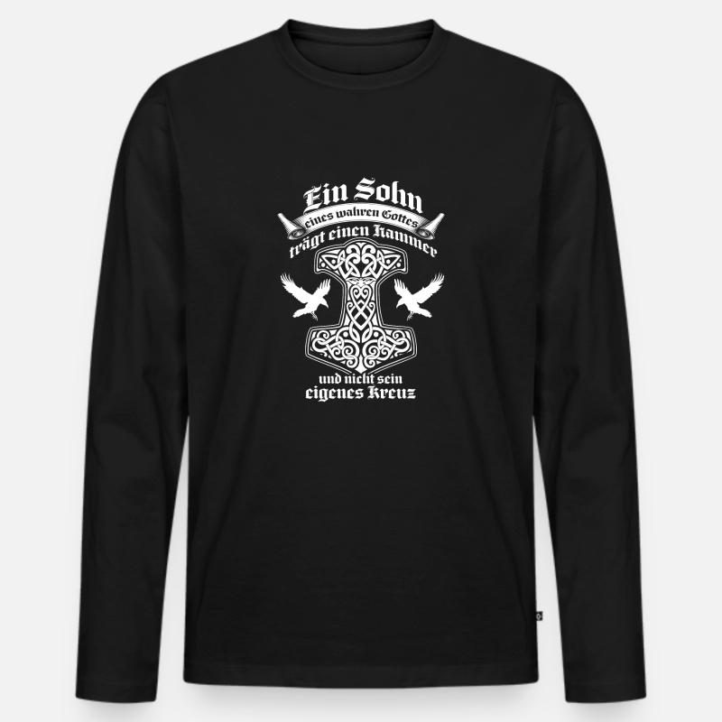 Wikinger - Sohn - Männer Premium Bio Langarmshirt - Schwarz