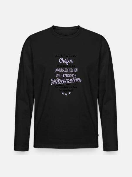 Beste Chefin Tasse - Männer Premium Bio Langarmshirt - Schwarz