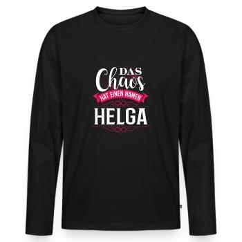 HELGA - Chaos - Männer Premium Bio Langarmshirt - Schwarz - Vorne - Nico (187cm)