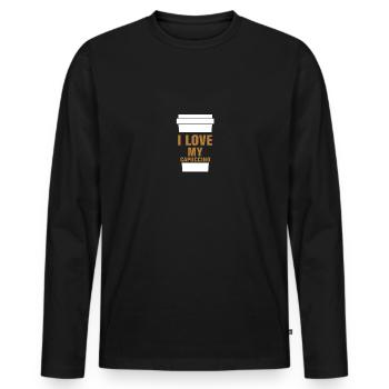 Café cappuccino - T-shirt manches longues Premium bio Homme - noir - Devant - Nico (187cm)