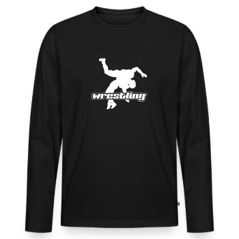 Ringer - Männer Premium Bio Langarmshirt - Schwarz - Vorne - Nico (187cm)
