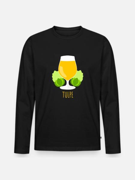 Bier Tulpe - Bierglas - Männer Premium Bio Langarmshirt - Schwarz