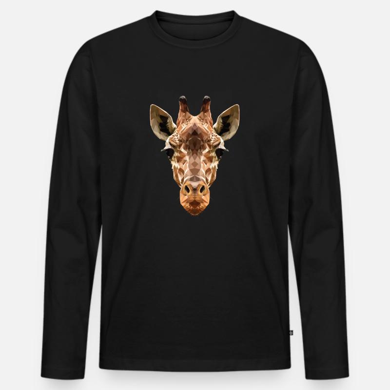 Giraffe - Männer Premium Bio Langarmshirt - Schwarz