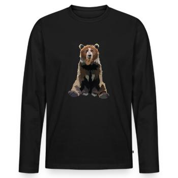 Ours brun - T-shirt manches longues Premium bio Homme - noir - Devant - Nico (187cm)