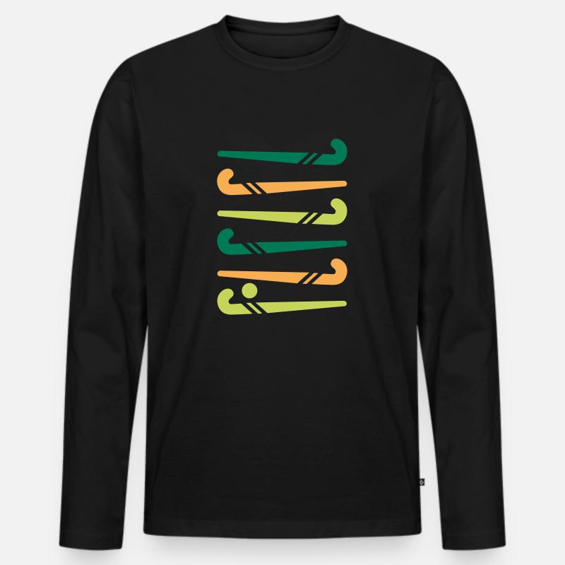 Hockeyschläger bunt - Männer Premium Bio Langarmshirt - Schwarz