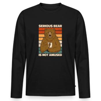 Serious bear is not amused. Coffee Bear Retro Look - Men's Premium Organic Long Sleeve Shirt - black - Front - Nico (187cm)