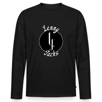Lenny Jacks Druckaufschrift mit Logo - Männer Premium Bio Langarmshirt - Schwarz - Vorne - Nico (187cm)