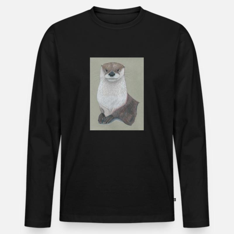 230324 Otter 3 - Männer Premium Bio Langarmshirt - Schwarz