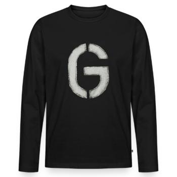 G - Lettre (pochoir) - T-shirt manches longues Premium bio Homme - noir - Devant - Nico (187cm)