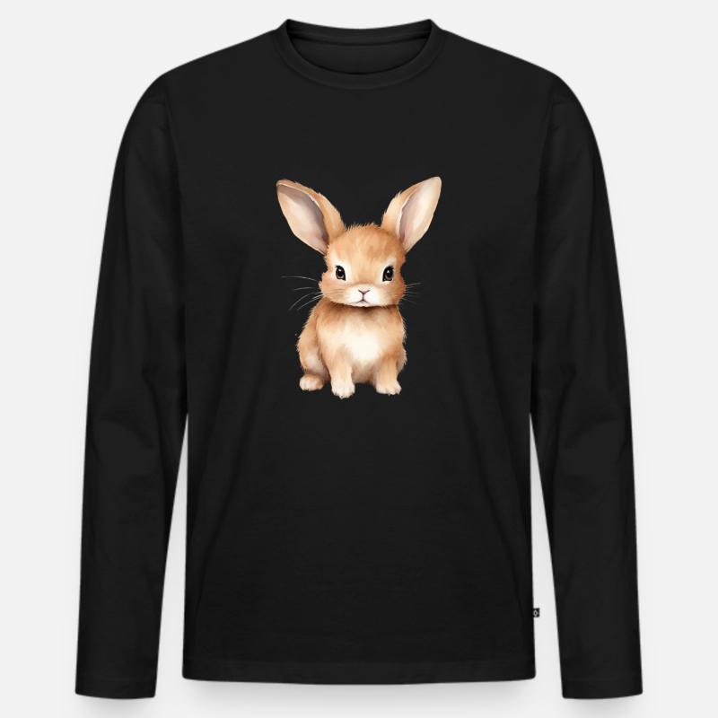 Süßer Hase - Männer Premium Bio Langarmshirt - Schwarz