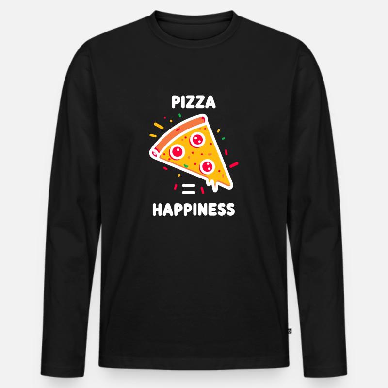 Pizza = Glück - Männer Premium Bio Langarmshirt - Schwarz
