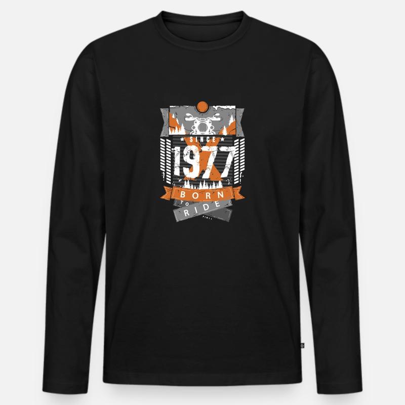 1977 - Männer Premium Bio Langarmshirt - Schwarz