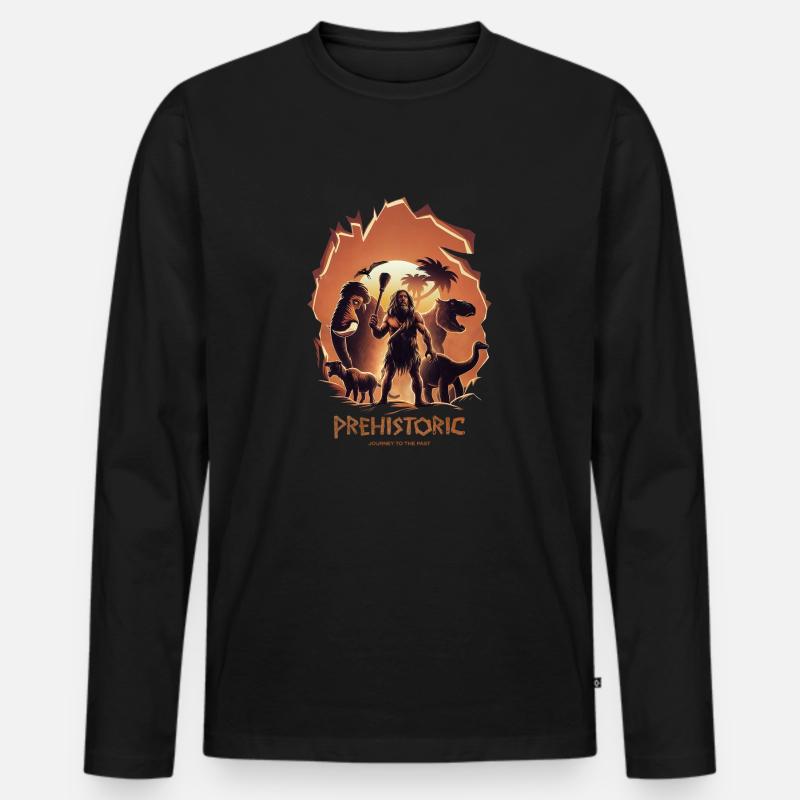 Prähistorische Entdeckung - Männer Premium Bio Langarmshirt - Schwarz