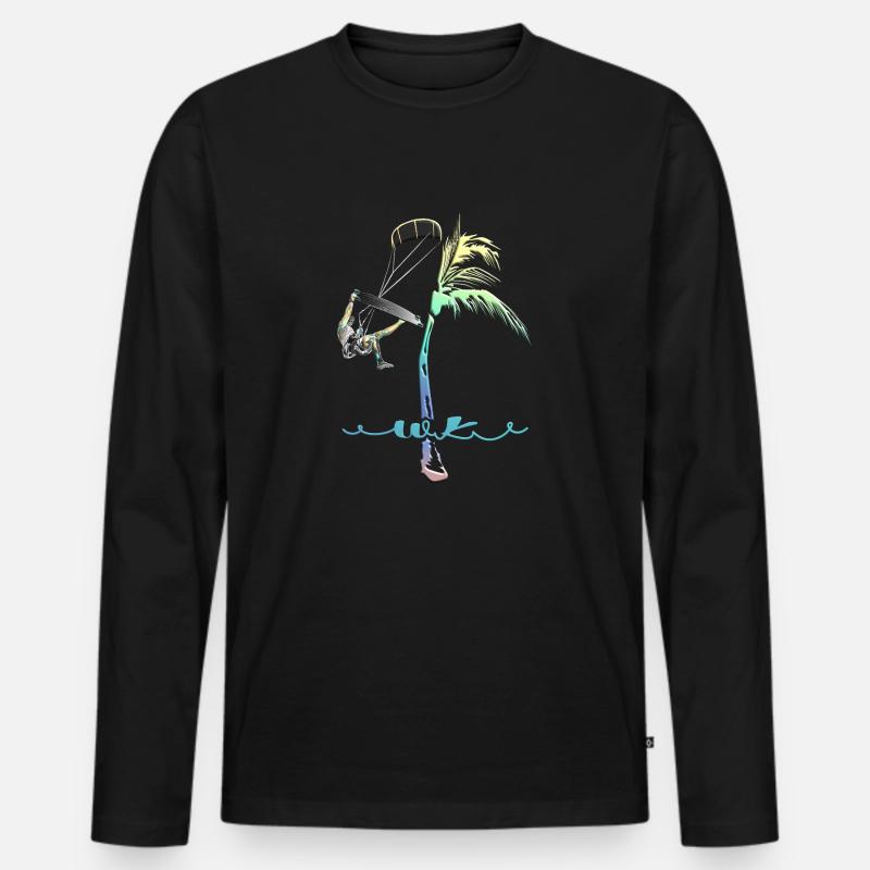 WK Palme Mann Kitesurfer - Männer Premium Bio Langarmshirt - Schwarz
