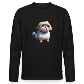 Shih Tzu Dog - Shih Tzu - Men's Premium Organic Long Sleeve Shirt - black - Front - Nico (187cm)