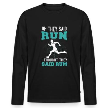 Jogging Saying for Running - Runners - Men's Premium Organic Long Sleeve Shirt - black - Front - Nico (187cm)