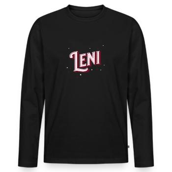 Leni Namen personalisiert - Männer Premium Bio Langarmshirt - Schwarz - Vorne - Nico (187cm)