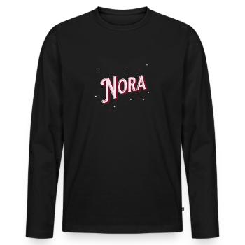 Nora Namen personalisiert - Männer Premium Bio Langarmshirt - Schwarz - Vorne - Nico (187cm)