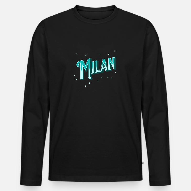 Milan Namen personalisiert - Männer Premium Bio Langarmshirt - Schwarz