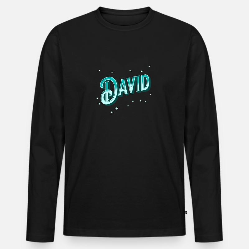 David Namen personalisiert - Männer Premium Bio Langarmshirt - Schwarz