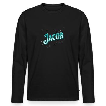 Jacob Namen personalisiert - Männer Premium Bio Langarmshirt - Schwarz - Vorne - Nico (187cm)