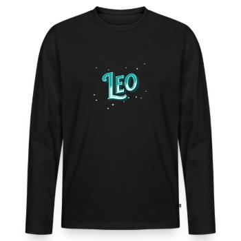 Leo Namen personalisiert - Männer Premium Bio Langarmshirt - Schwarz - Vorne - Nico (187cm)