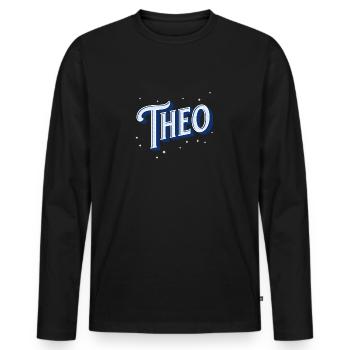 Theo name personalized - Men's Premium Organic Long Sleeve Shirt - black - Front - Nico (187cm)