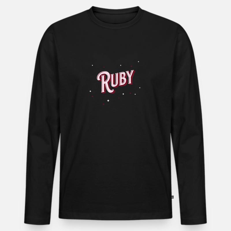 Ruby Namen personalisiert - Männer Premium Bio Langarmshirt - Schwarz