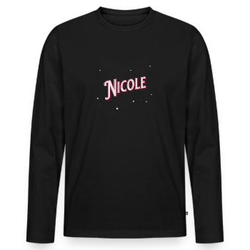 Nom de Nicole personnalisé - T-shirt manches longues Premium bio Homme - noir - Devant - Nico (187cm)